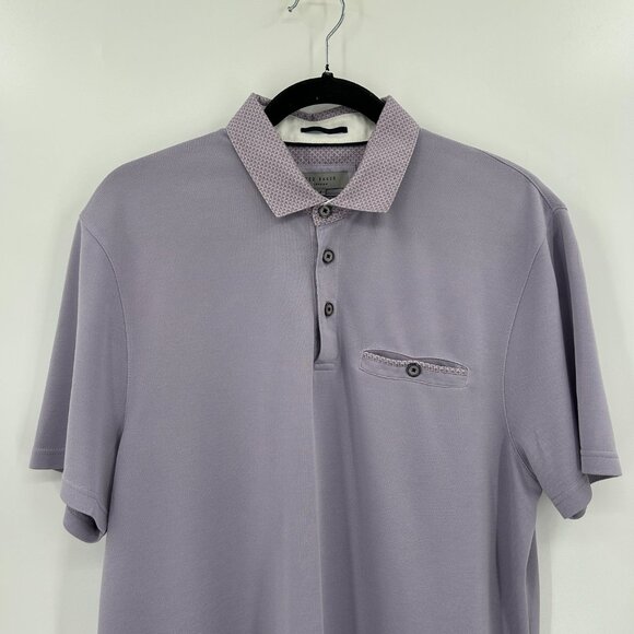 TED BAKER *Flawed* Men's Purple Short Sleeve Performance Polo Shirt Size Large - Picture 3 of 8